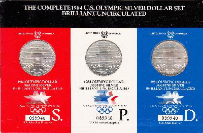 Beschrijving: 3 x 1 Dollar S-OLYMPIC 1984 STADIUM PACKACE